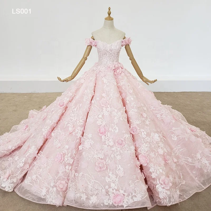 

Jancember LS001 Elegant luxury high quality 3D applique off-shoulder evening gown