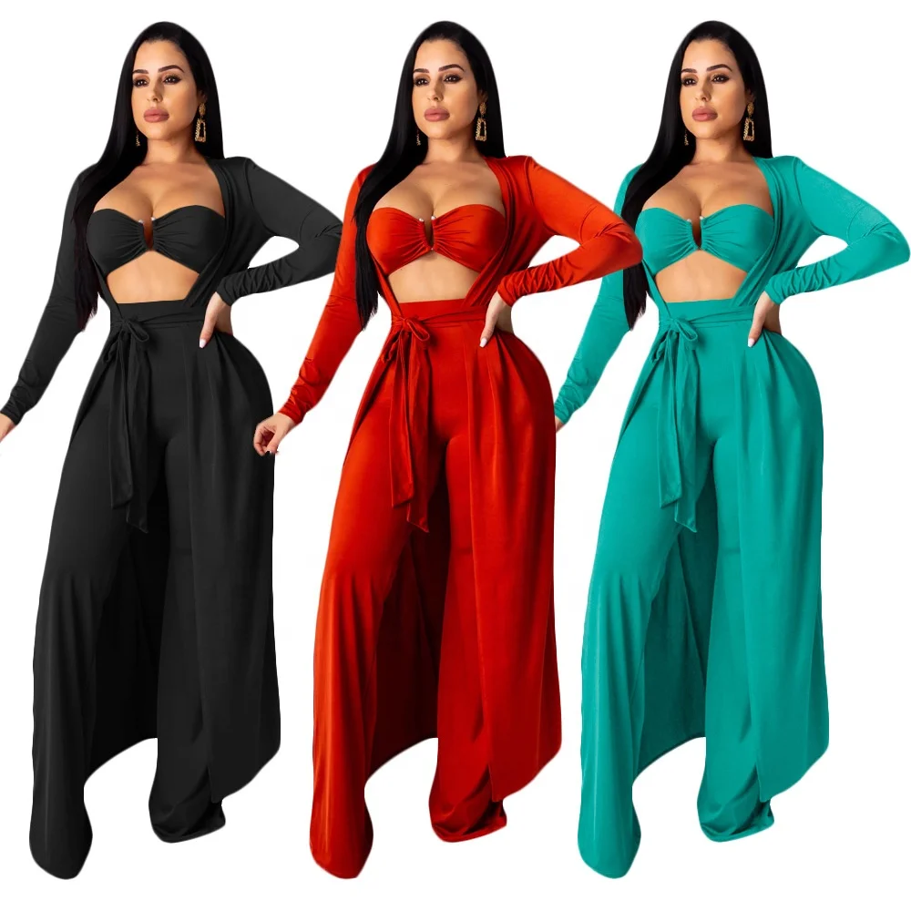 

B30907A 2018 Fall fashion casual women knitwear 3 pcs pants set