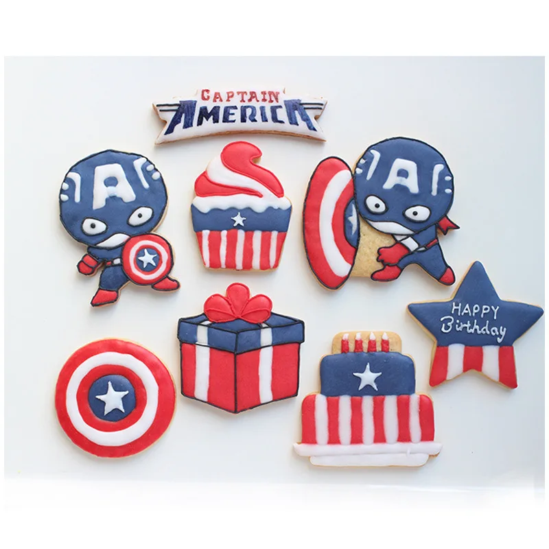 

DIY Baking 8pcs American Team Leader Cutting Mold Cake Biscuit Mold Turning Sugar Clay Decoration Molding Mold Baking Pastry