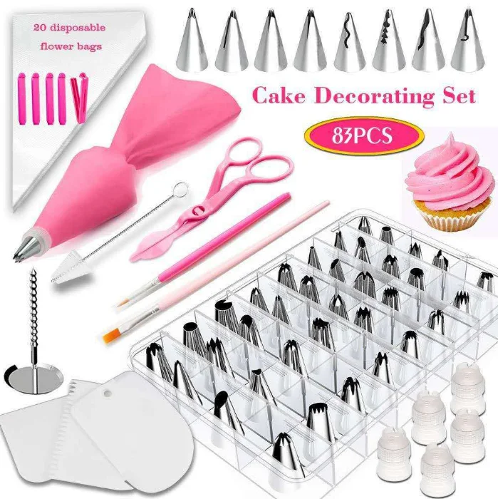 

83pcs cake tool kit reposteria cake decoration tools piping tips cake nozzles sets
