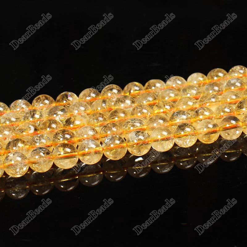 

Wholesale 6mm 8mm 10mm 12mm High Quality Gemstone Beads Natural Citrine Round Beads