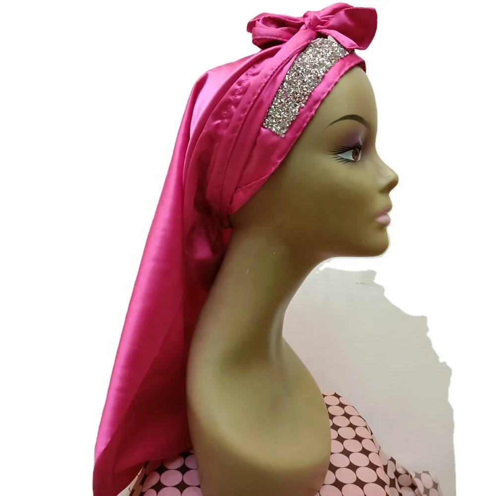 

27inches Adjustable Tie Headwrap Silk Satin Sleep Cap for Women Braids Hairs Tie Bonnet, Customize