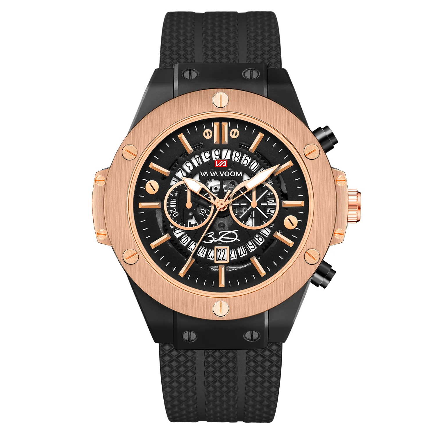 

Fashion Men's Sports Watch Hollow Calendar Waterproof Silicone Strap Watch, 3 colors