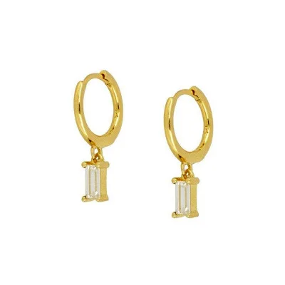 

2020 Design for Women Earrings Jewelry 925 Sterling Silver Rectangle Cubic Zirconia Jewelry 18K Gold Vermeil Drop Earrings