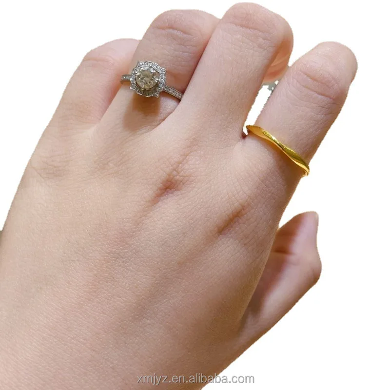 

Certified Spot 5D Cyanide-Free Hard Pure Gold Diamond Ring New Pure Gold 999 Laser Ring Pure Gold Brushed Bow Ring