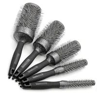 

Black Ion Ceramic Rounder Hair Brush Gray Nylon Hair Round Brush in Hairbrush