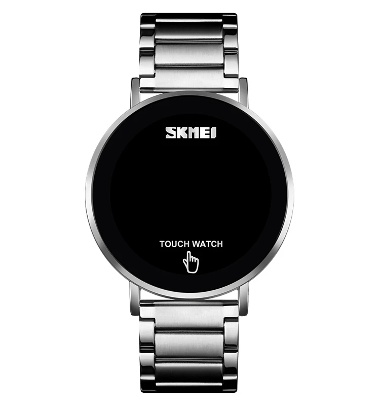 

2020 Fashion wrist watch Skmei 1550 led touch screen watch 3atm water resistant stainless steel band men wristwatches, 5 colors choice