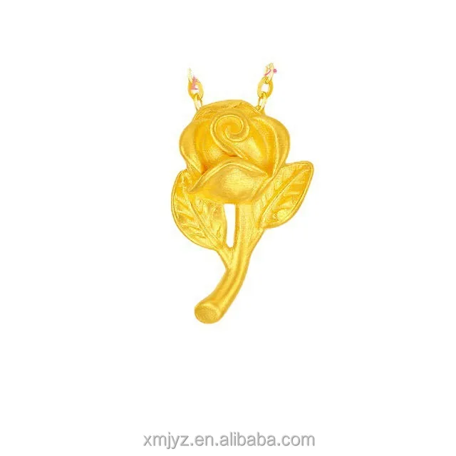 

Gold Pendant Female Rose 999 Gold Plated Flower Necklace Pendant Hard Gold Jewelry Vietnam Shajin Mother