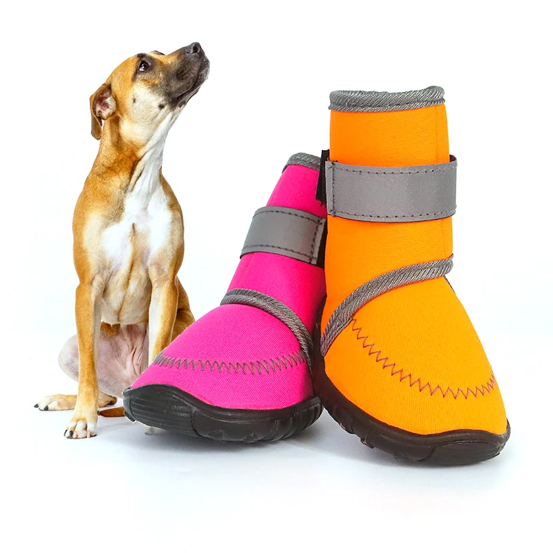 

Candy Color Pet Dog Shoes High-top Waterproof Wear-resistant Dog Shoes Rain boot For Medium and Large Dog, Pink,orange
