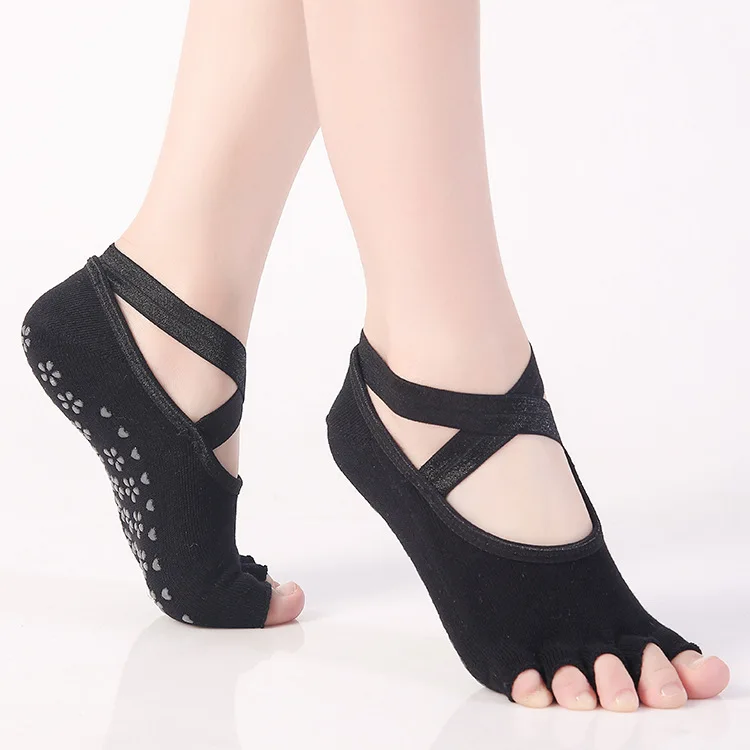 

Wholesale anti-slip open toe 5 toe grip pilates soft ankle women yoga socks knitted