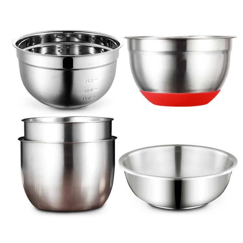 

High quality kitchen mixing bowl set salad baking bowl big capacity stainless steel mixing bowl