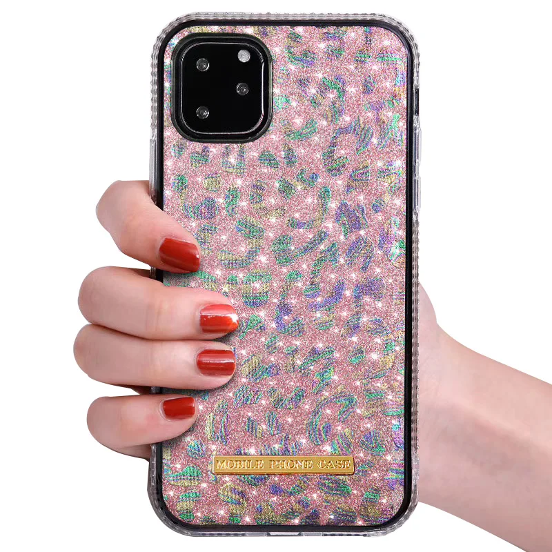 

Premium Girl Style side Diamond Luxury Phone Case Flashing powder leather for iphone 11