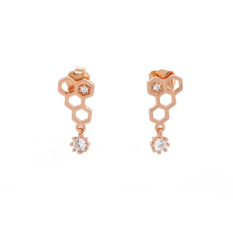 

Wholesale Fashion Korean Earrings Rose Gold Plated Cubic Zirconia Earrings