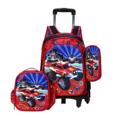 

3d cartoon trolley school backpack 6 wheels kids school trolley bag