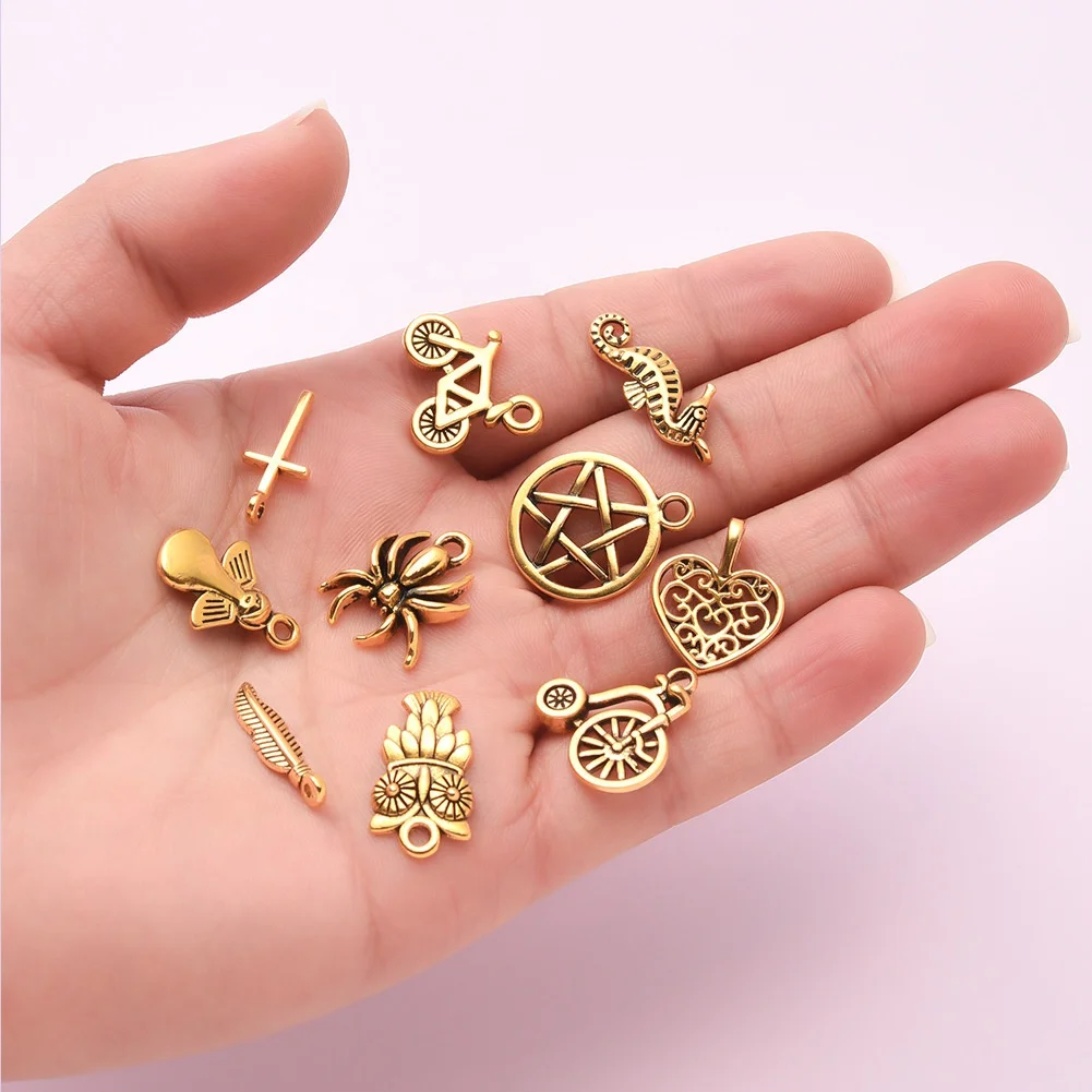 

Paso Sico 100 Design Nail Set Vintage Gold Small Animal Pendant DIY Nail Art Decoration Dangle Charms