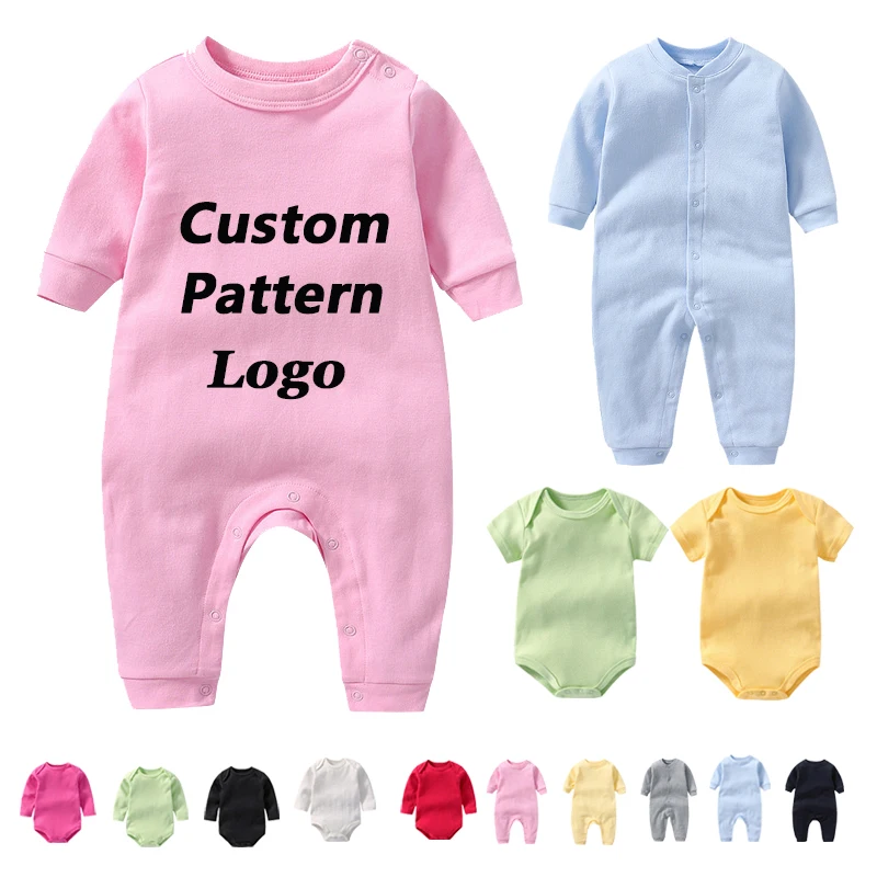 

Wholesale Custom 100% Organic Cotton Baby Clothes Plain White Onesie Baby Boys Girls Rompers cute printing onesie for babies, 11 colors