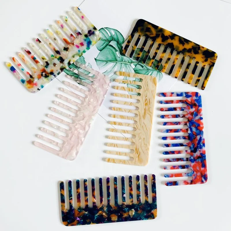 

High quality acrylic wide tooth comb enamel resin tortoise wide tooth comb