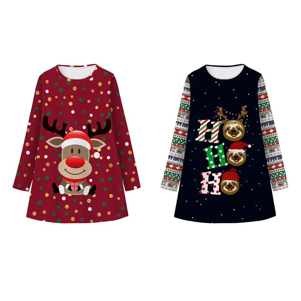 

In stock 25 colors Hot Sale fashion kids teen smocking plus size Snowman Santa claus Christmas tree dress, Customized color, many as the picture show