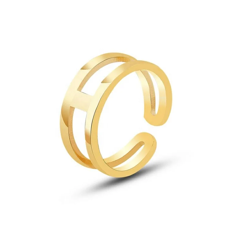 

Hot Selling New Style Gold Plated Stainless Steel Open Ring For Women