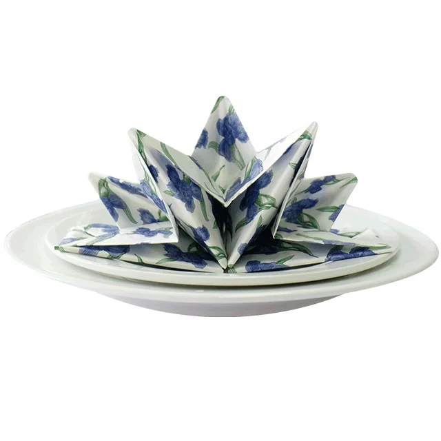 

Floral Iris Design Pre-Folded Napkins In Good Quality