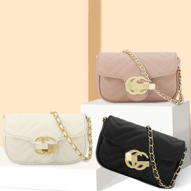 

2022 Retro simple custom handbag chain hidden button bag girl leisure shopping hot luxury bag, 3 colors