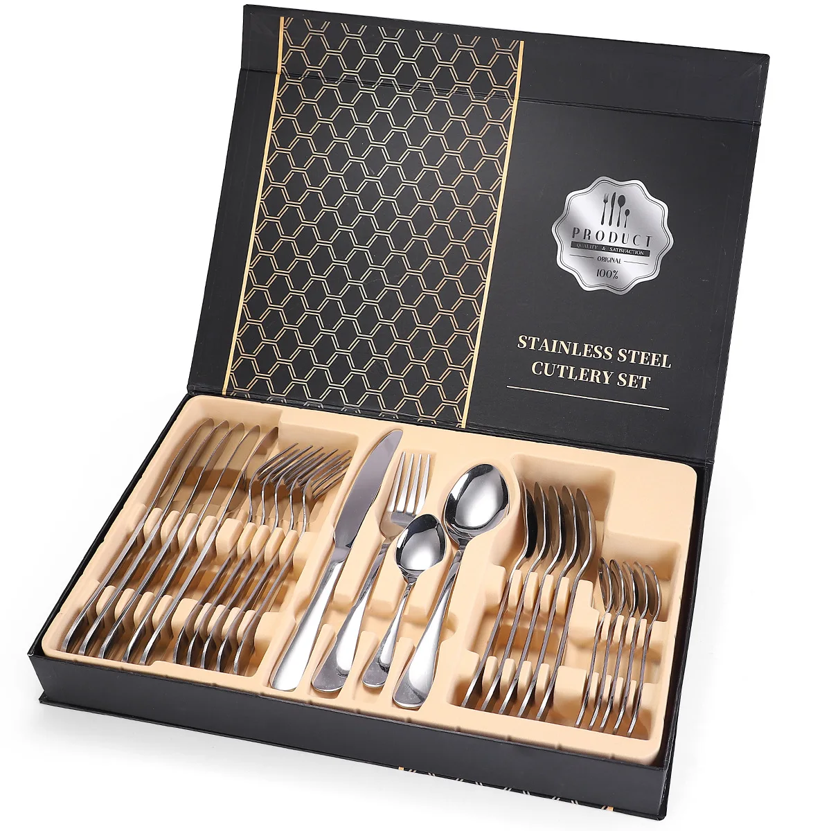 

Amazon special products Wholesale hotel wedding 24 pieces flatware rose gold stainless steel metal cutlery set, Black,gold,silver,rose gold ,rainbow