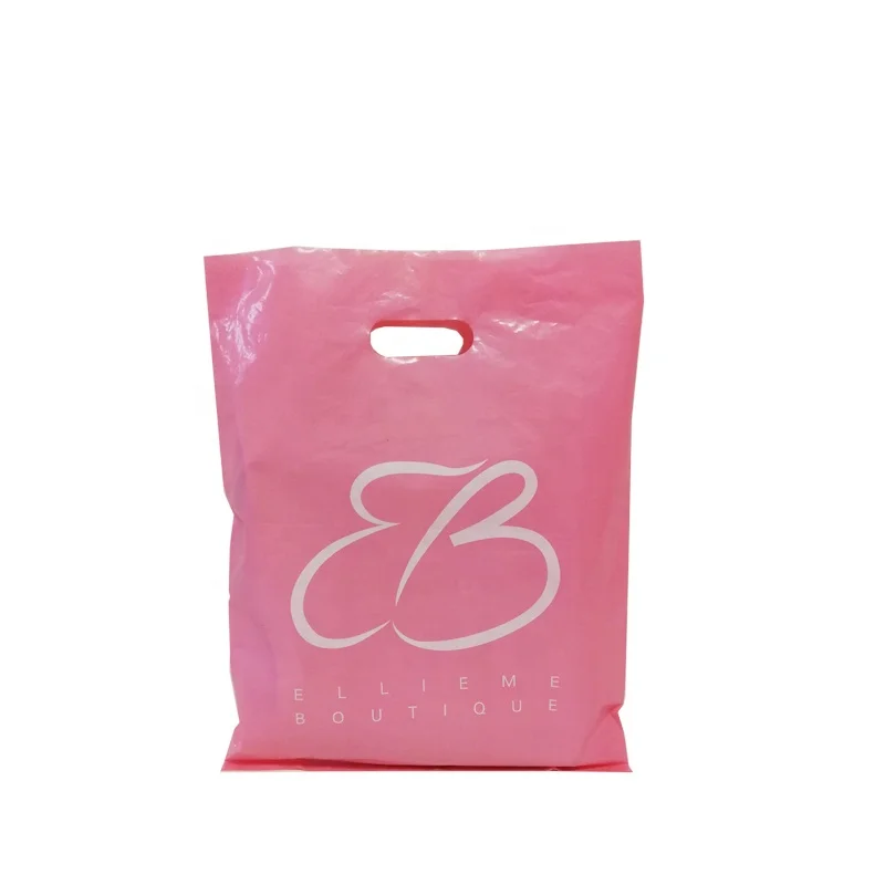 

Custom Your LOGO Printed Reusable Thick Plastic Shopping Bags Wedding Jewelry Pouch Gift Carrier Packaging