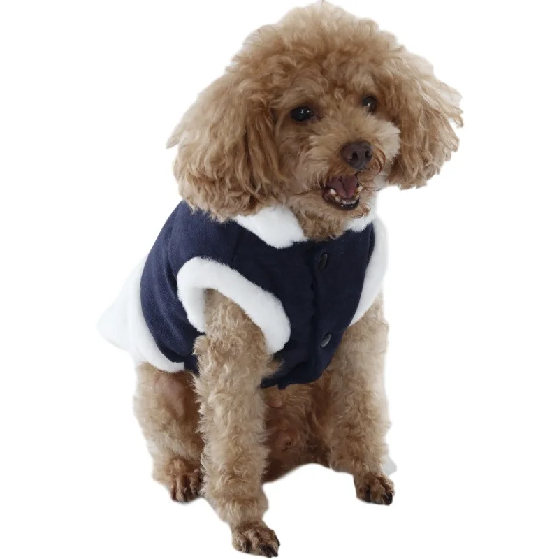 

Autumn and Winter pet clothes plush warm dog vest dog clothes fur collar pet clothing