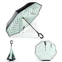 

New design double sided custom printed logo reverse inverted upside down rian umbrella