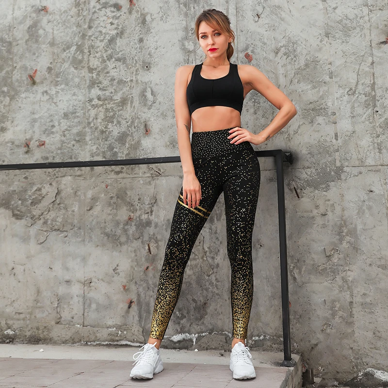 

New style hot golden workout sporty leggings breathable fitness yoga wear women yoga pants