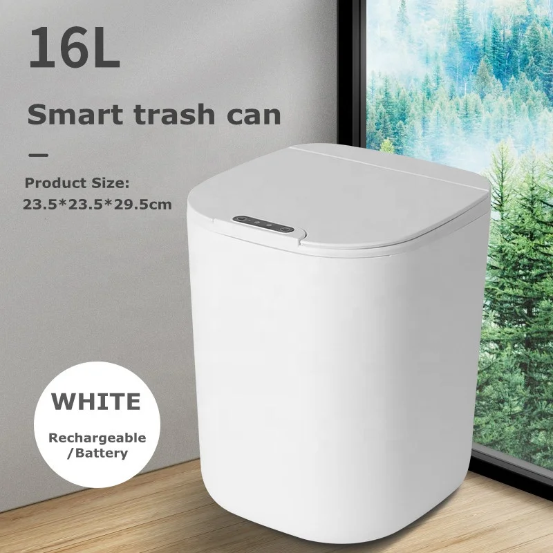 

Automatic Rechargeable ABS Household Sensor Induction Touchless Waste Bin Smart Trash Can, White/grey/other custom