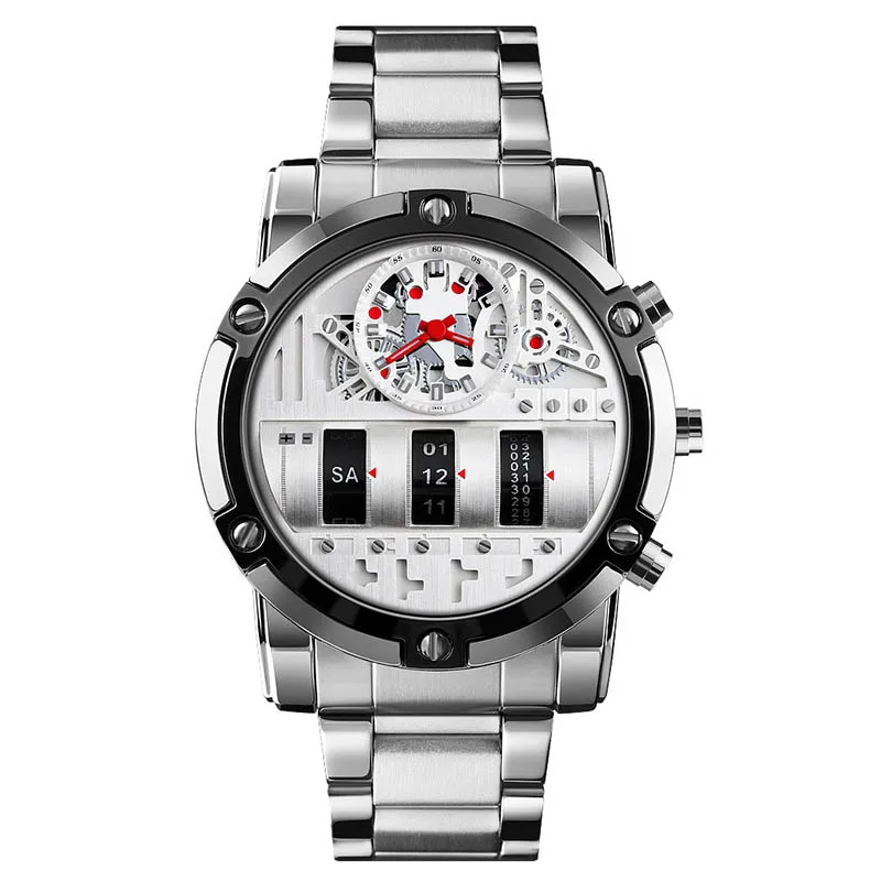 

Creative Men Quartz wristwatches Drums dial reloj good quality Stainless steel strap sports watch