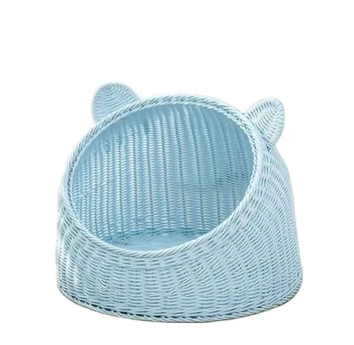 

New style cat ear rettan cool nest Half a parcel breathable washable web celebrity villa house cat pet bed