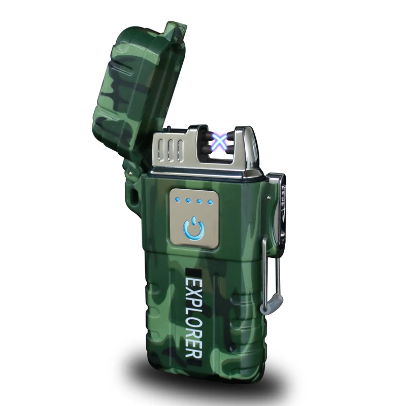 

waterproof finger touch usb rechargeable dual arc outdoor camping sports cigarettes windproof metal electric plasma lighter, 5 colors