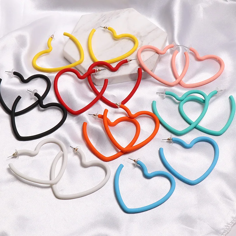 

Valentine gifts colorful love heart earrings Korean candy heart hoop earrings for women
