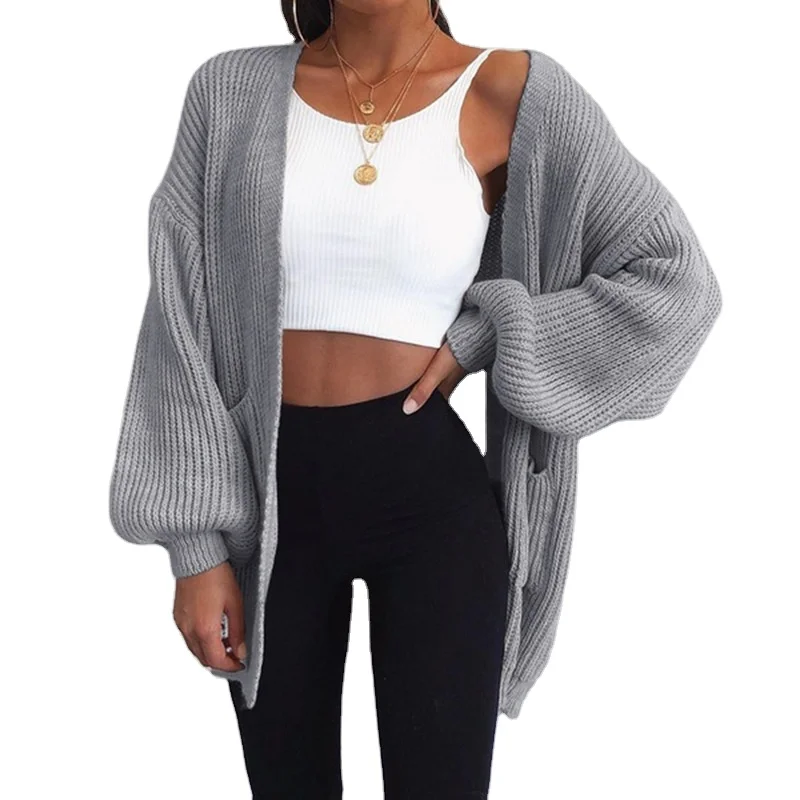 

Fall Oversized Plain Cardigan Knitted Batwing Sleeve Sweater Kimono Womens Cardigan, Picture