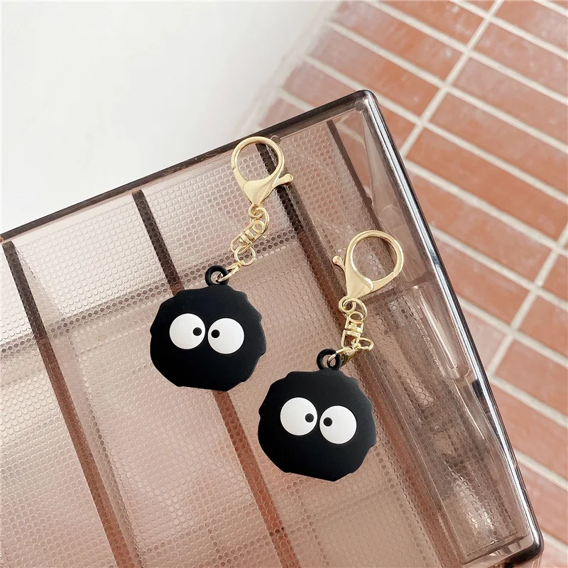 

Free Shipping for AirTags Air Tag Case Cute Spirited Away Black Coal GPS Cover Skin Finder holder Keychain