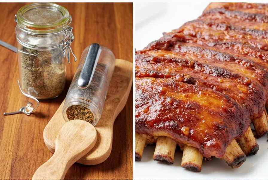 Ribs rubbed with spice mixture before baking