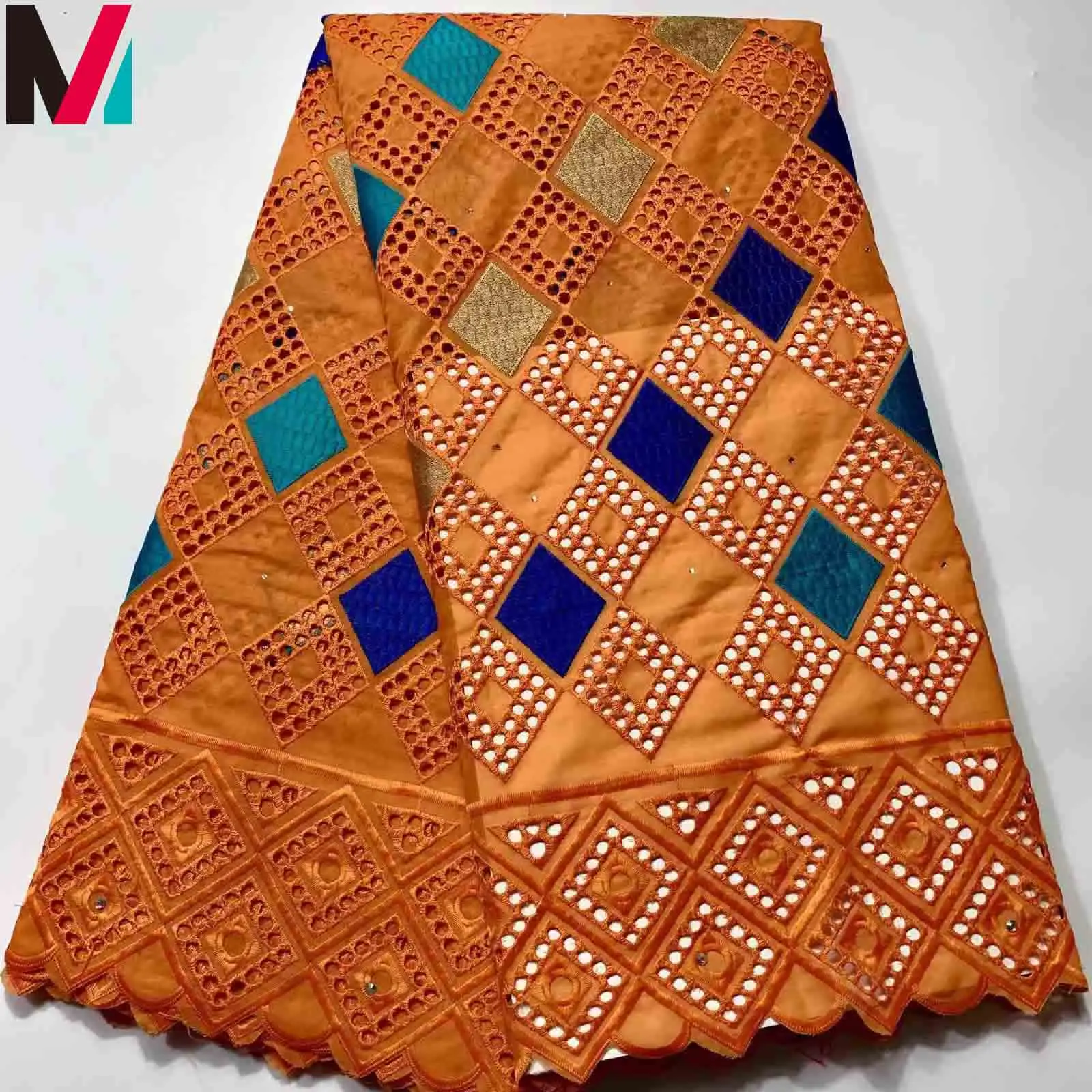 Latest African Lace 2019 Swiss Cotton Dry white polished cotton fabric polish lace fabrics turquoise shoe quick dry stones