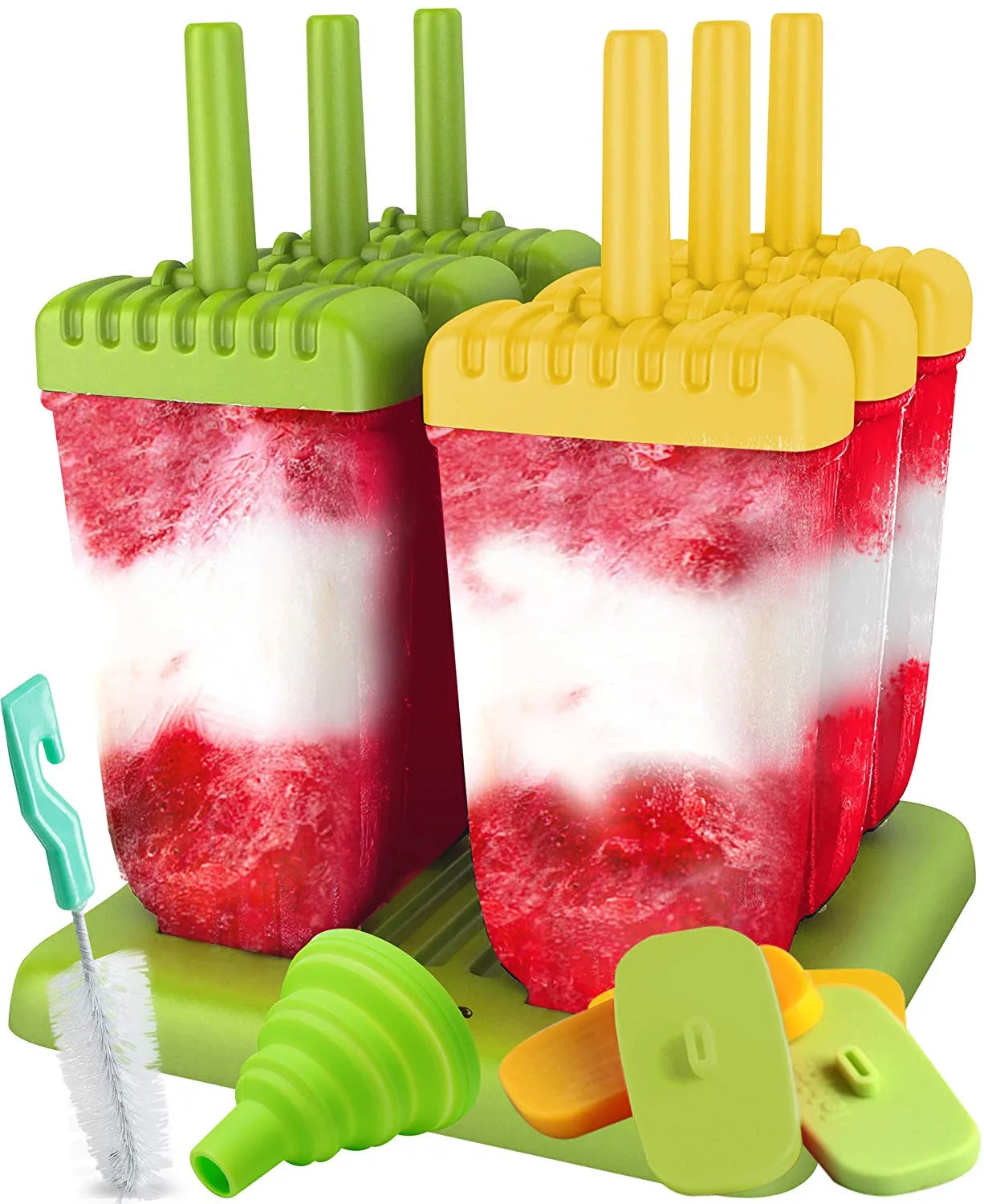 

Reusable Popsicle Molds Ice cream Molds Maker - Set of 6, Green,pink