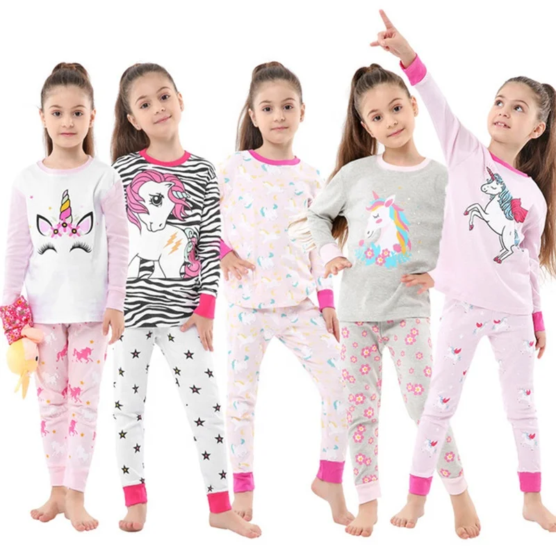 

New Cartoon Pyjamas Kids Pajamas Character Sleepwear Cute Unicorn Girls Pajamas Set
