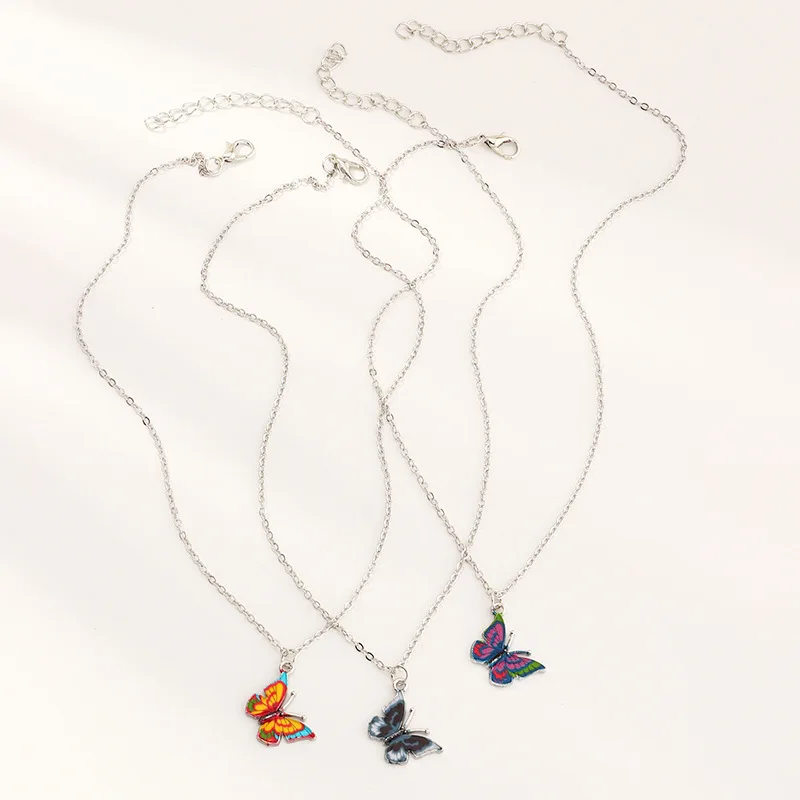 

2020 Fashion Colorful Butterfly Necklace Retro Butterfly Choker Necklace Jewelry