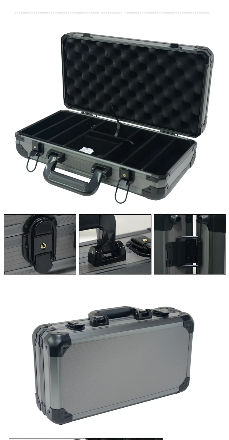 500pcs Casino Texas Poker Chips Suitcase Black Jack Thickness Stainless