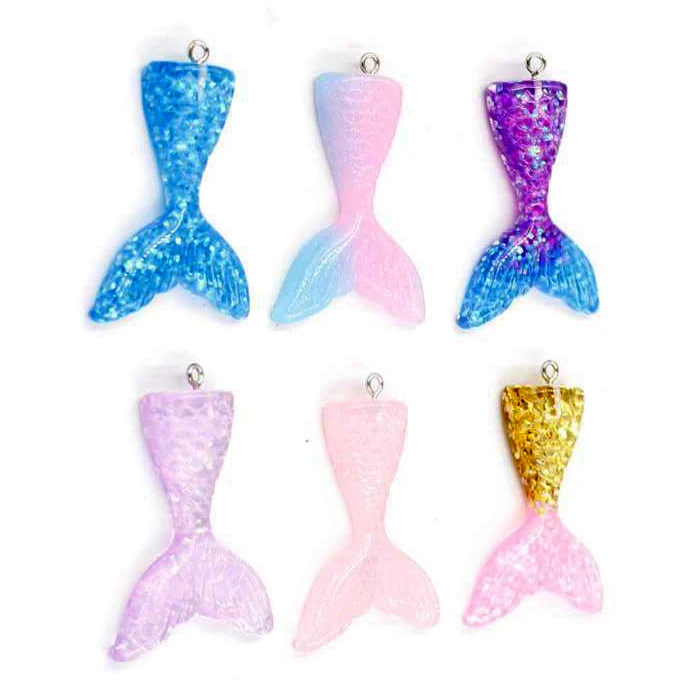 

DIY Personalized colorful Glitters Fish Tail mermaid pendant