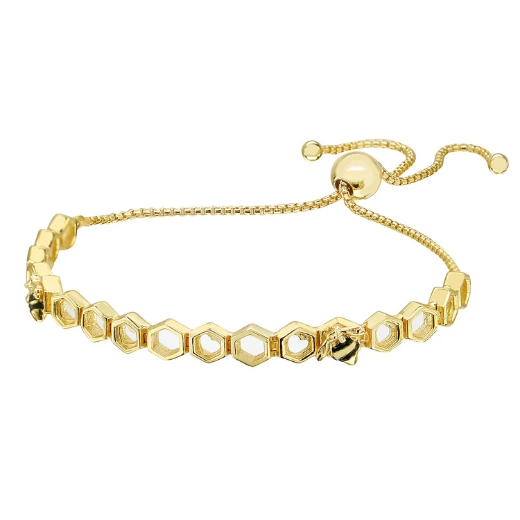 

Factory direct charming shine honeybee 18k gold plated adjustable bracelet diy