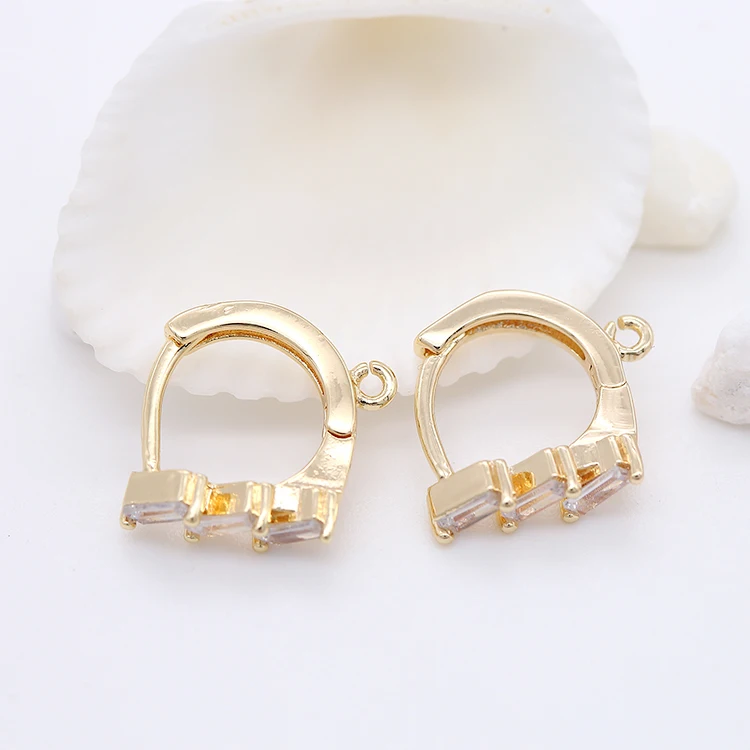 

Latest Korean Single Hanging 14k Gold Plated Hoop Zirconia Earrings
