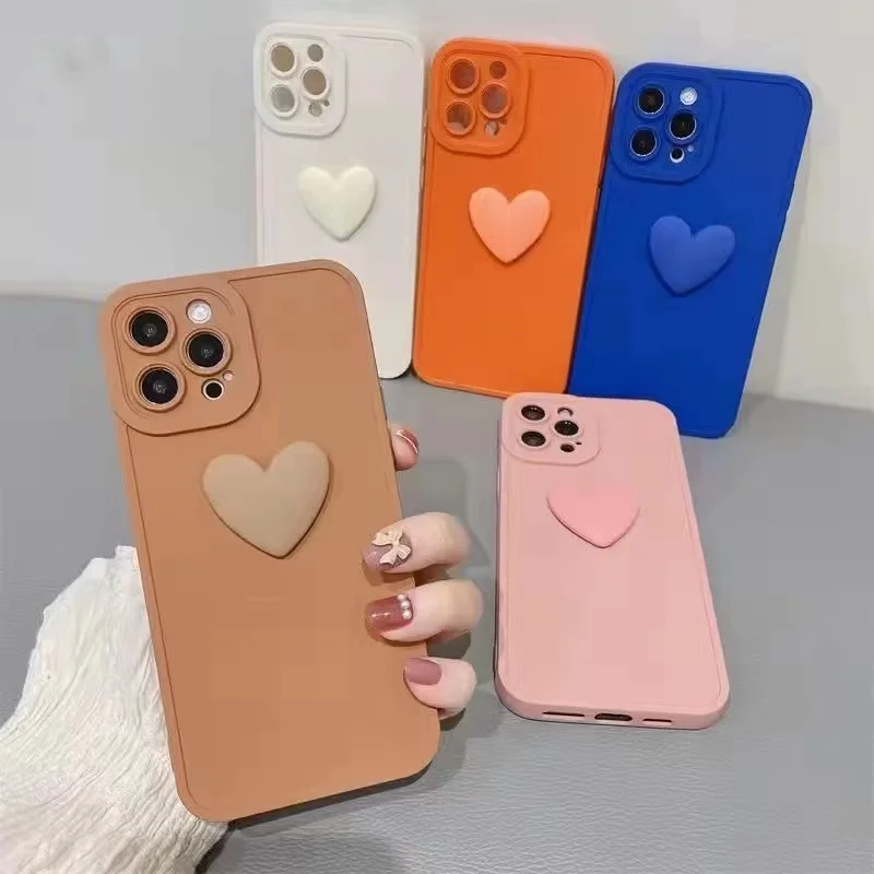 

Girls Women Ladies Pink Color Cute Phone Case TPU Soft Silicone Phone Case With 3D Mirror For Apple Iphone 13 Pro Max Cover, Seven kinds of color
