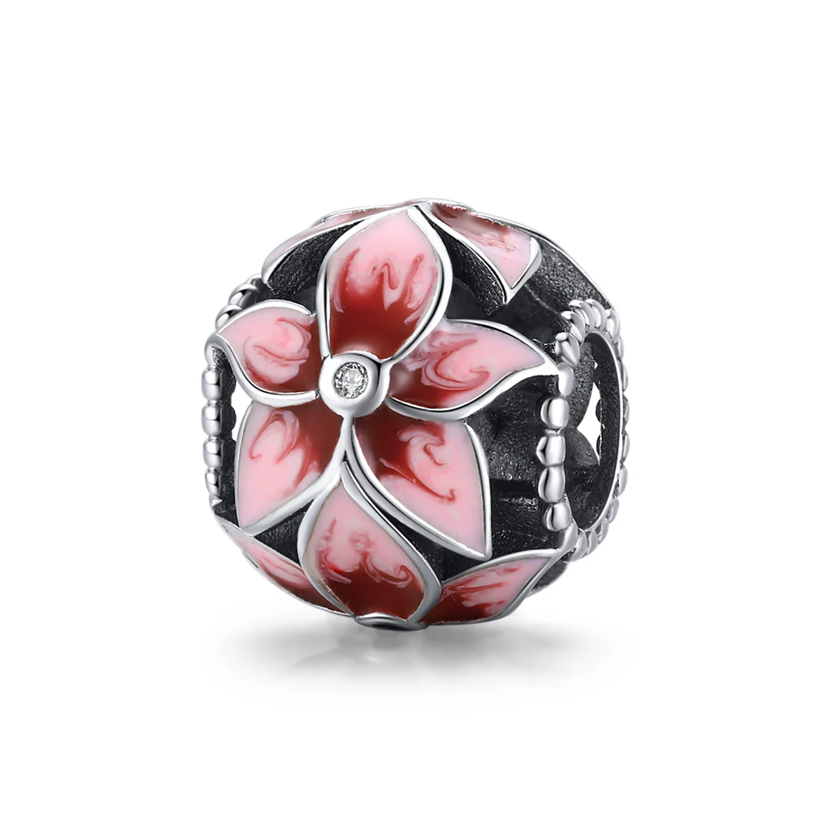 

New Type Jewelry 925 Sterling Silver Blooming Flowers Round Bead Charms Pendant Jewelry