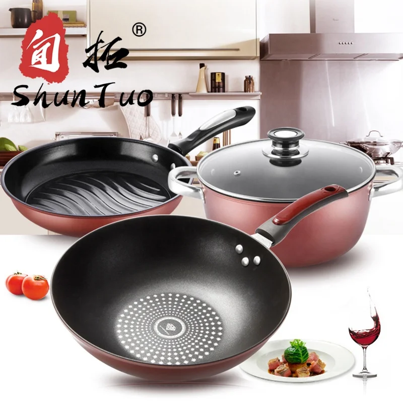 

eco-friendly kitcehn saucepan non stick frying pan wok cooking pots induction cook ware china cookware set, Required colors