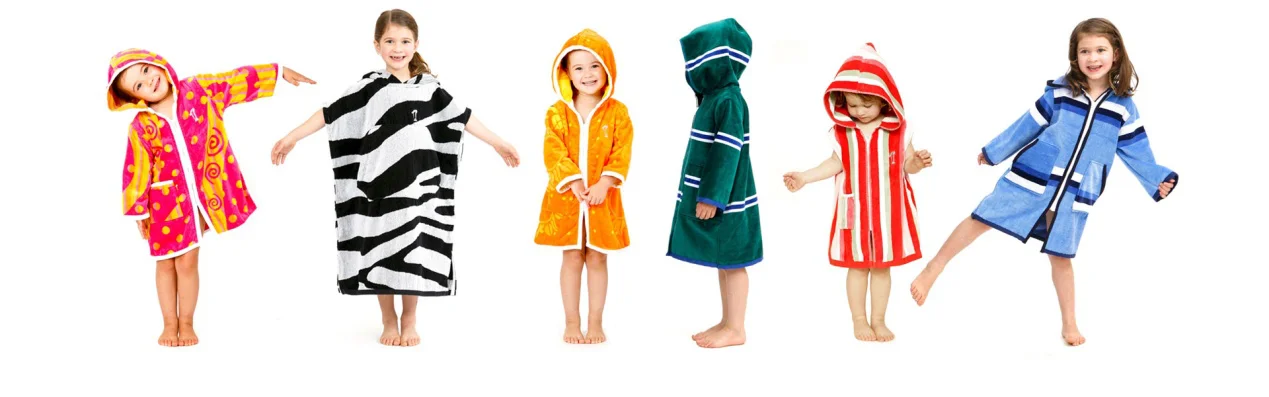Wholesale Custom Microfiber Kids Hooded Poncho Beach And Surf Changing Towel
